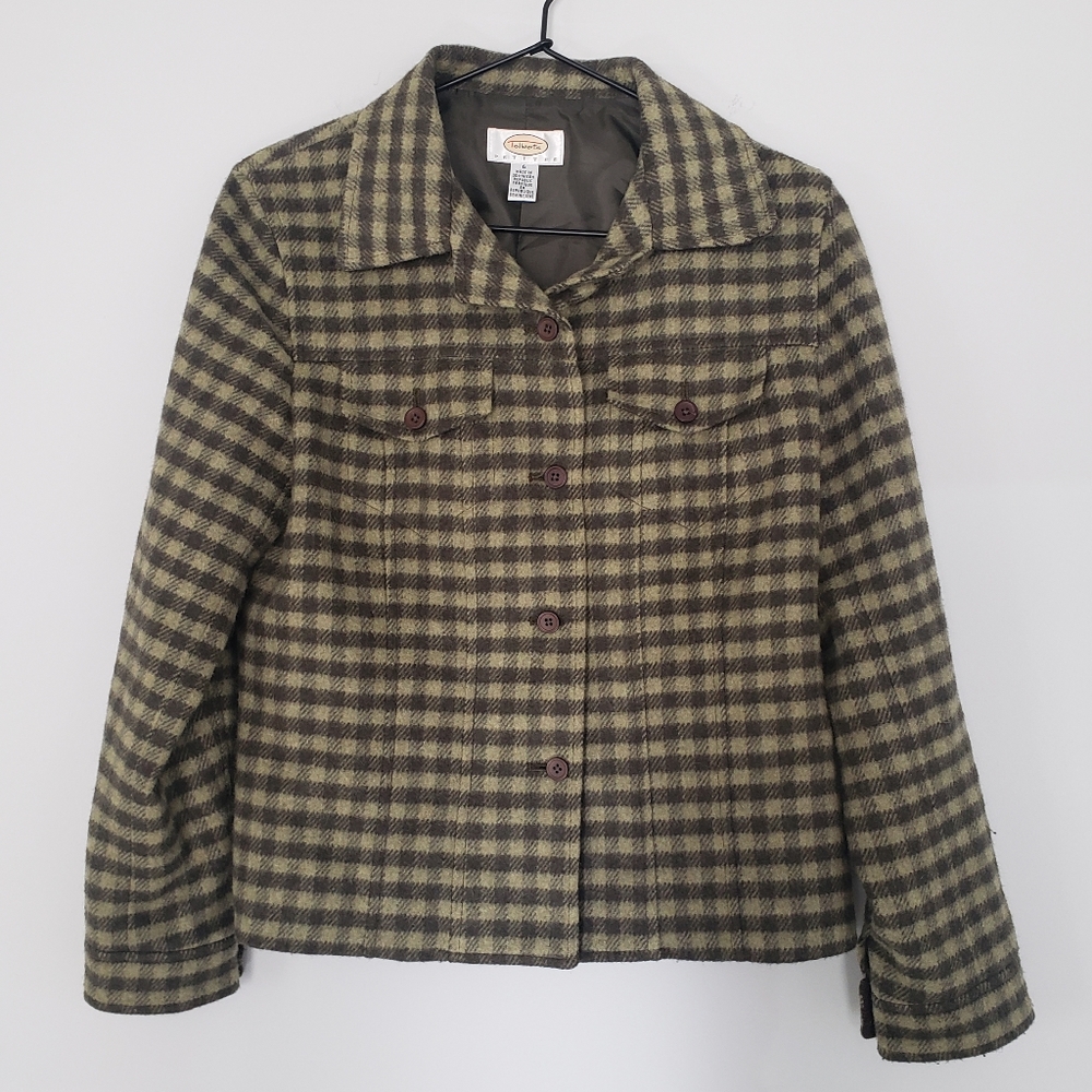 Talbots Wool Jacket in Olive/Green Plaid